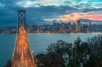 Oakland Bay Bridge In Evening, HD wallpaper