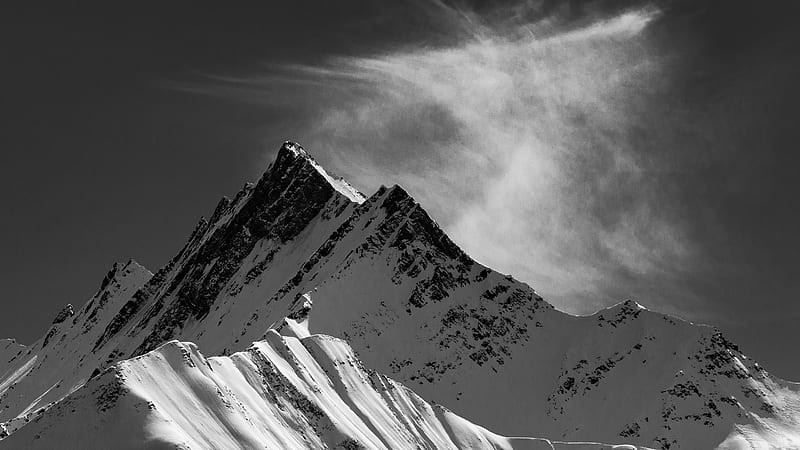 View Of Piz Terri Switzerland , snow, mountains, nature, switzerland, monochrome, black-and-white, HD wallpaper