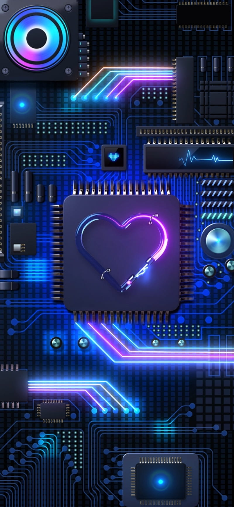 Technoloheart , heart, heartbeats, lace, purple, technology, HD phone wallpaper