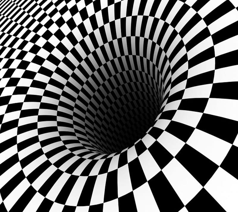Optical Vortex, abstract, checkered, hole illusions, HD wallpaper
