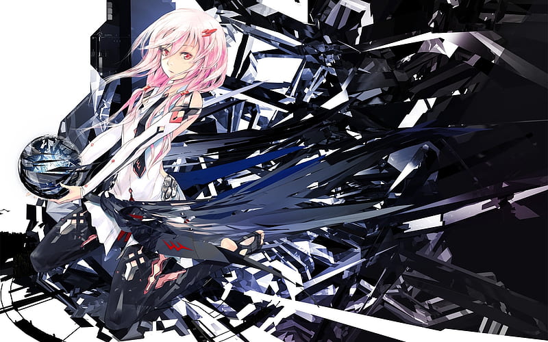 Inori-chan, female, guilty crown, inori yuzuriha, ball, girl, anime, crystal, void, pink hair, HD wallpaper