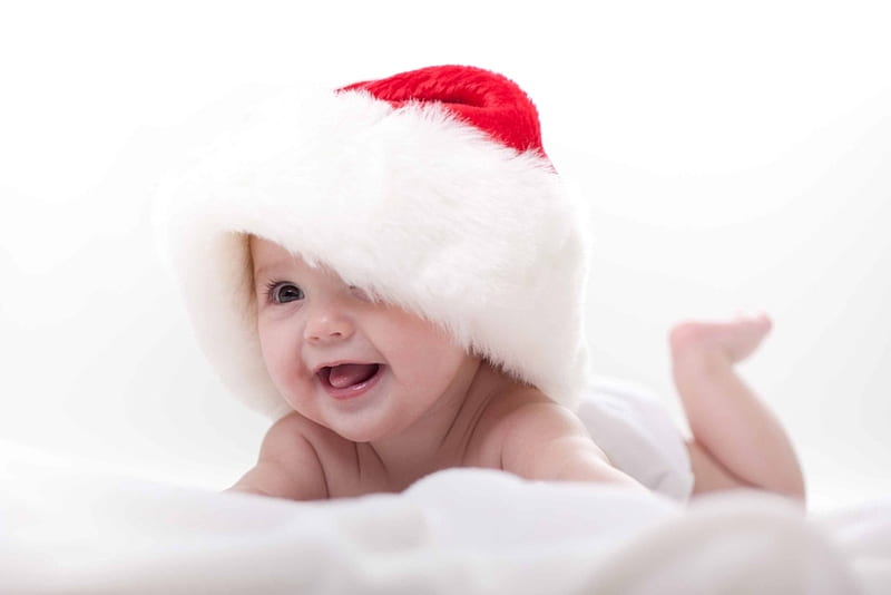 Cute Santa, adorable, smile, baby, hat, santa, merry christmas, tenderness,  swetness, HD wallpaper | Peakpx