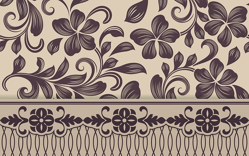 Texture, brown, flower, patern, paper, HD wallpaper
