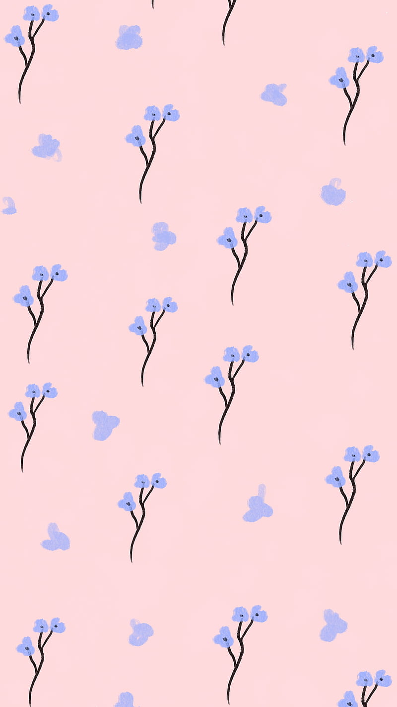 Soft flowers Pattern, Kor4, bloom, blue, colors, illustration, pink ...