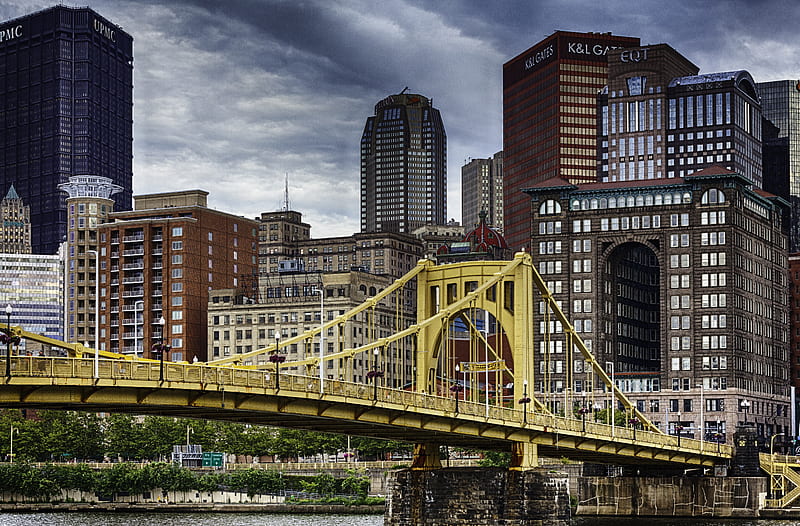 Pittsburgh Pa R, allegheny river, bridge, city, clemente bridge, pittsburgh pa, skylines, HD wallpaper
