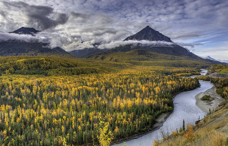 Earth, Landscape, Alaska, United States, Nature, River, Forest, Mountain, HD wallpaper