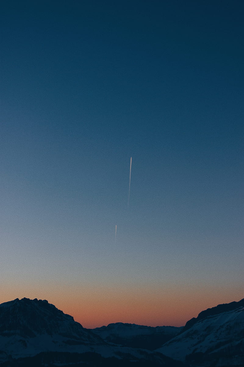 mountains, sunset, sky, peaks, HD phone wallpaper