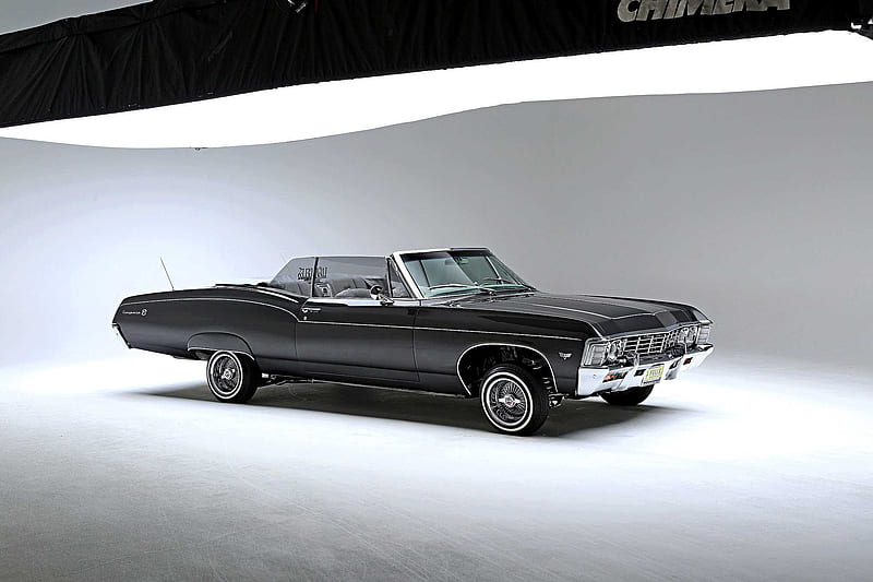 1967-Chevrolet-Impala-Convertible, gm, black, classic, lowrider, HD wallpaper