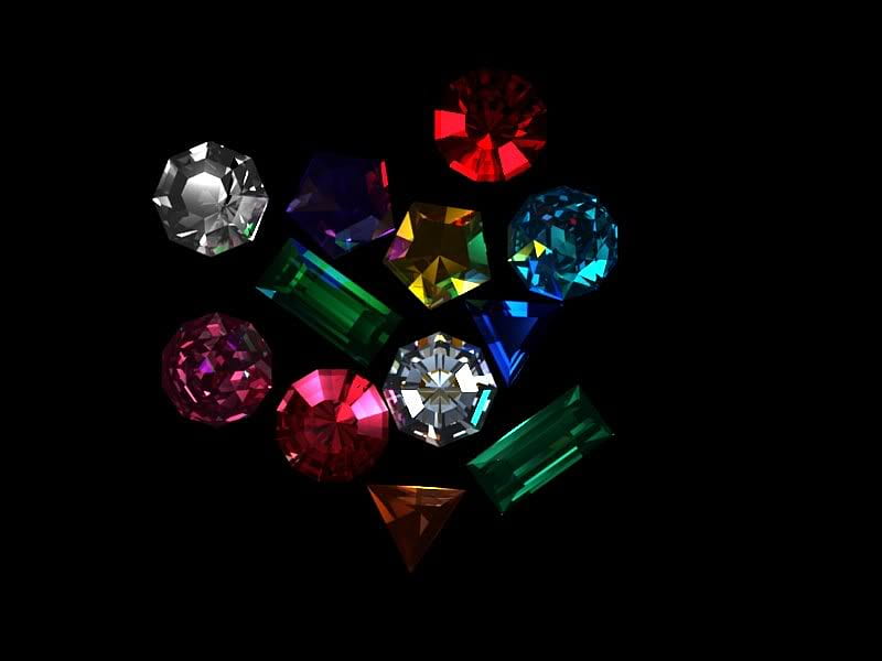 Jewels On Black, bright, rainbow, gemstones, jewels, HD wallpaper