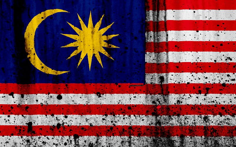 Malaysian flag grunge, flag of Malaysia, Asia, Malaysia, national symbols, Malaysia national flag, HD wallpaper