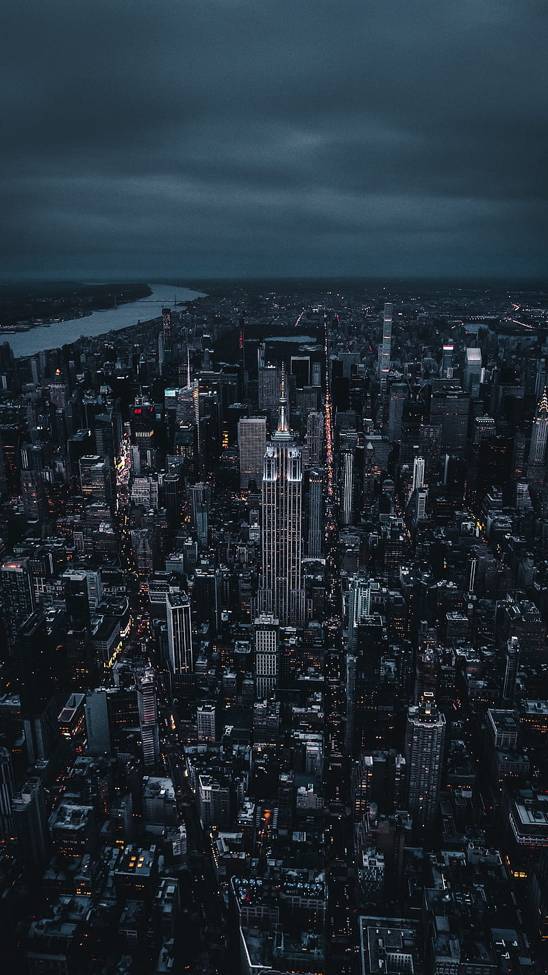 New York City, night, sky , skyline, dark, lights, HD phone wallpaper