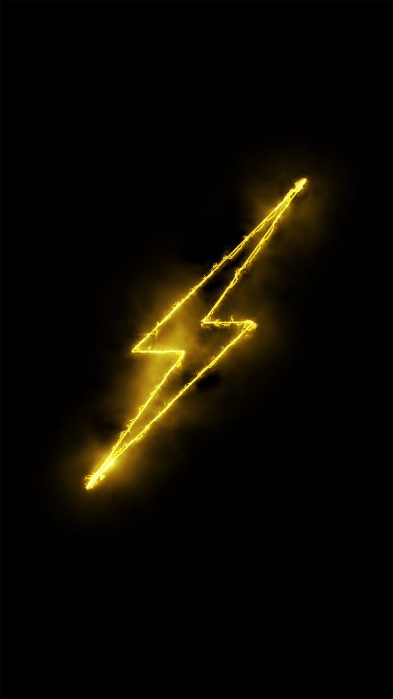 LIGHTNING, black, frame, light, neon, yellow, HD phone wallpaper