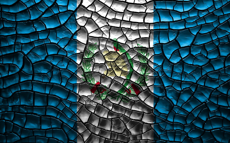 Flag of Guatemala cracked soil, North America, Guatemalan flag, 3D art, Guatemala, North American countries, national symbols, Guatemala 3D flag, HD wallpaper