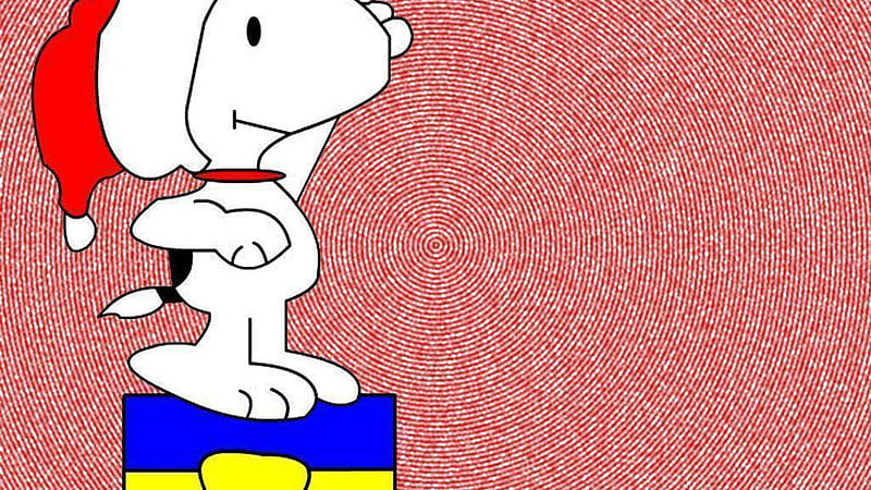 Snoopy Is Standing On Blue Gift Box Snoopy Christmas, HD wallpaper