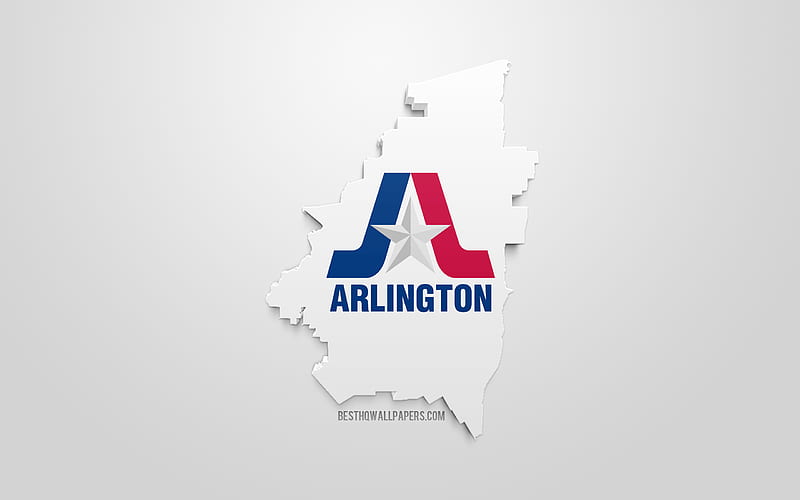 Arlington map silhouette, 3d flag of Arlington, American city, 3d art, Arlington 3d flag, Virginia, USA, Arlington, geography, flags of US cities, HD wallpaper