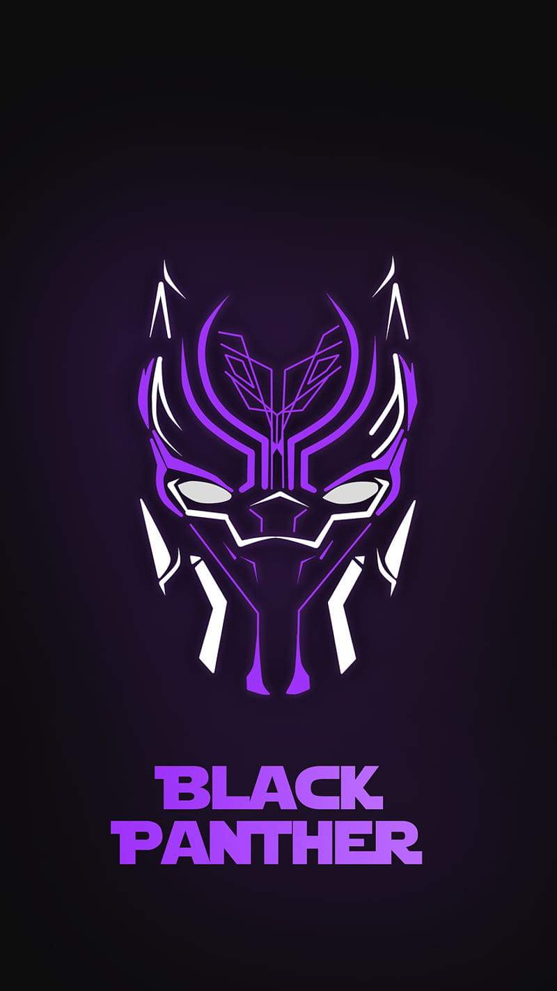 Black Panther Neon, black panther, mask, movie, HD phone wallpaper
