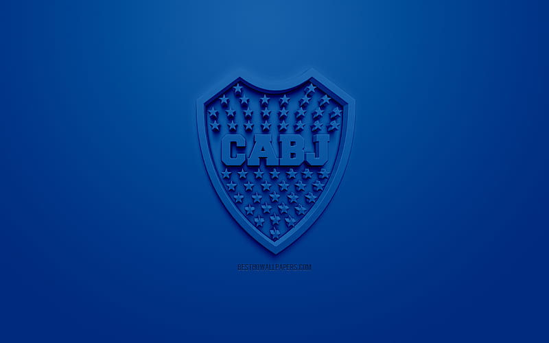 Boca Juniors, creative 3D logo, blue background, 3d emblem, Argentinean football club, Superliga Argentina, Buenos Aires, Argentina, 3d art, Primera Division, football, First Division, stylish 3d logo, HD wallpaper