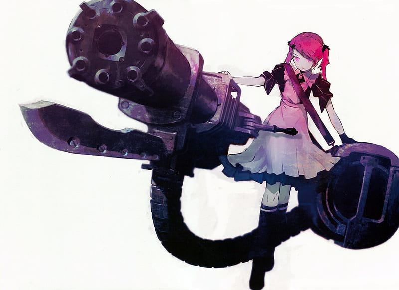 Gatling gun maid service, maid, gatling gun, blade, anime, HD wallpaper
