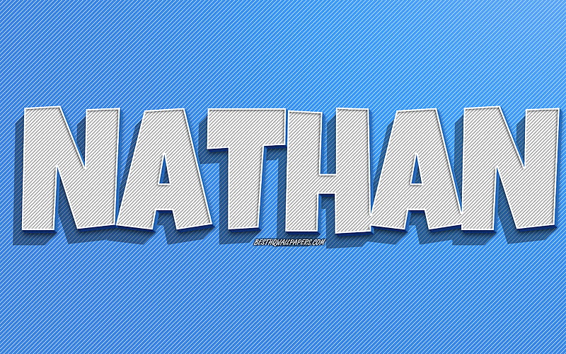 Nathan, blue lines background, with names, Nathan name, male names, Nathan greeting card, line art, with Nathan name, HD wallpaper