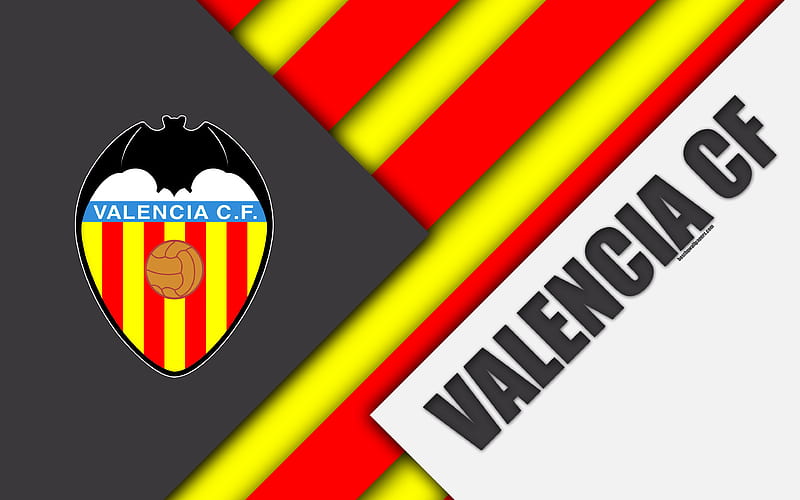 Valencia CF Spanish football club, Valencia logo, material design, black and white abstraction, football, La Liga, Valencia, Spain, HD wallpaper