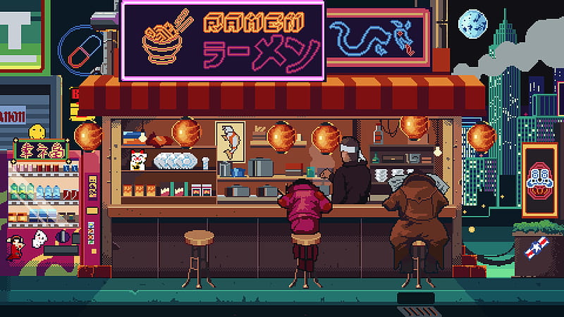 Neon Nights, Pixel Cafe, HD wallpaper