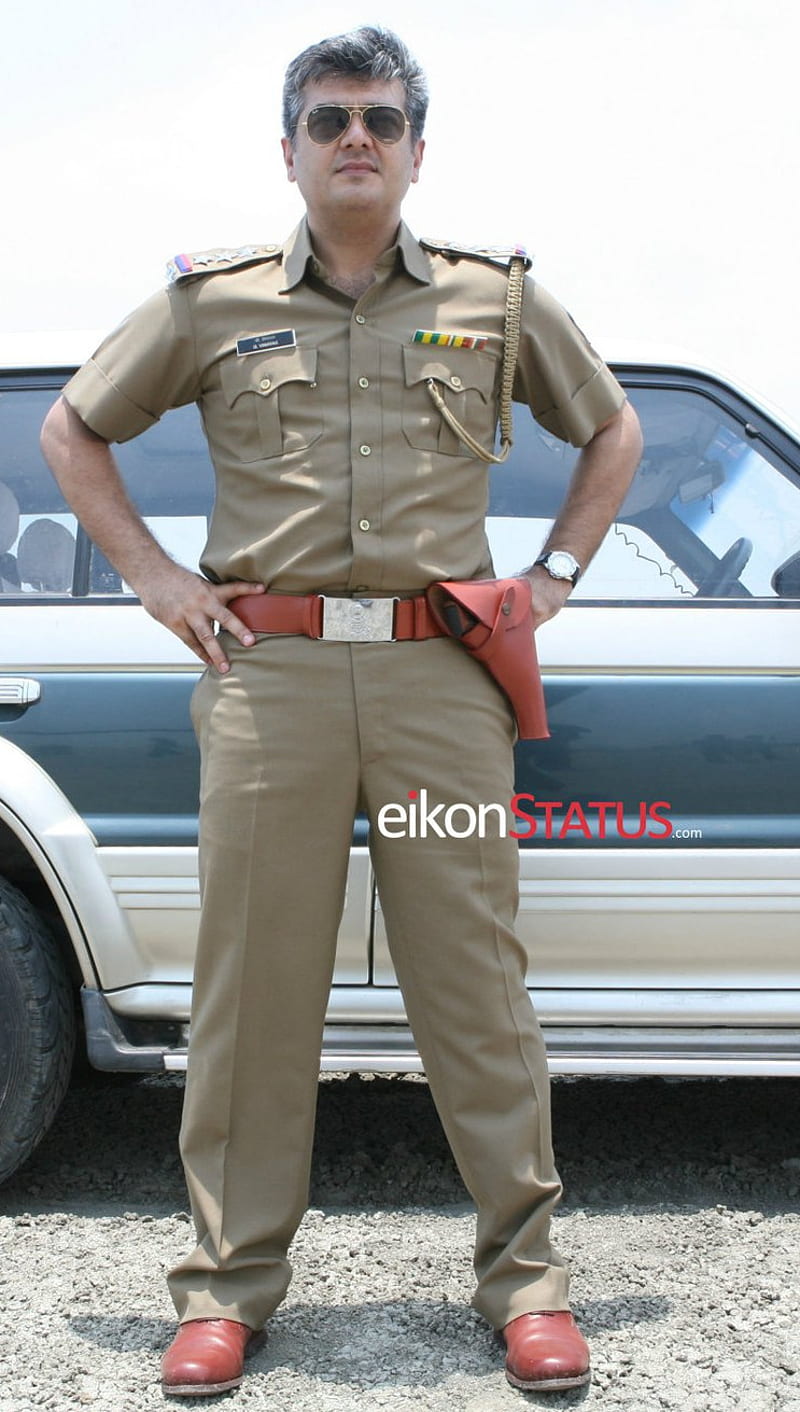 Thala, actor, ajith, attitude, face, police, satish, tamil, HD phone wallpaper