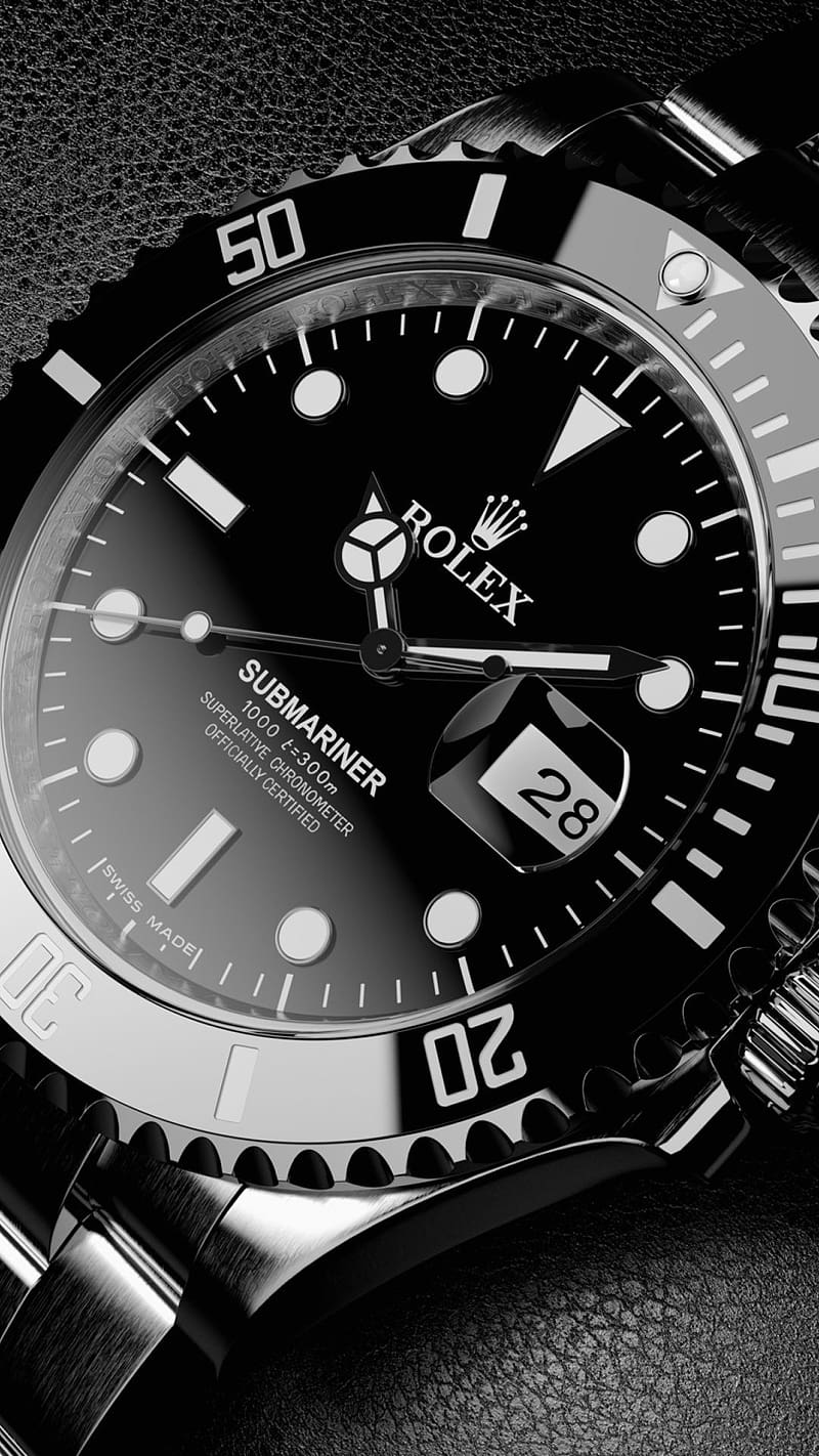 Rolex, Submariner In Black, submariner, black watch, HD phone wallpaper