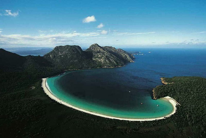 Tasmania, Australia, beach, moon, tasman sea, cliffs, bay, HD wallpaper
