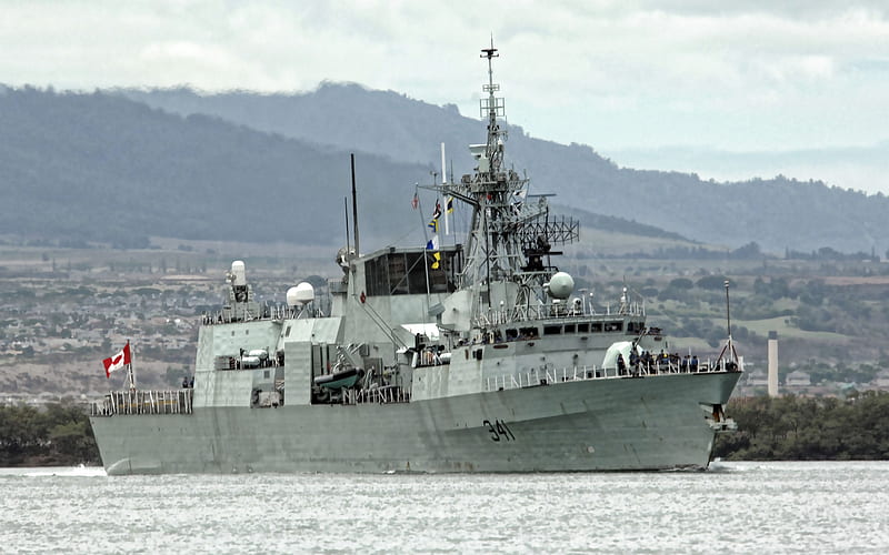 HMCS Ottawa, Royal Canadian Navy, FFH 341, Halifax-class frigate, Canadian frigate, modern warships, HD wallpaper