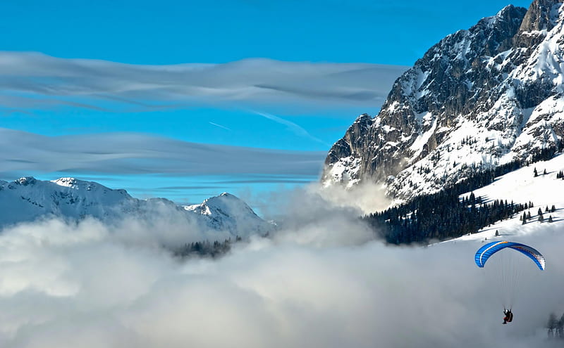 Para Sailing over Snowy Mountains, parachuting, mountains, esports,  skydiving, HD wallpaper | Peakpx
