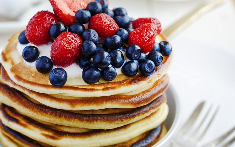 Pancakes, berry, strawberry, food, berries, bluberries, blueberry