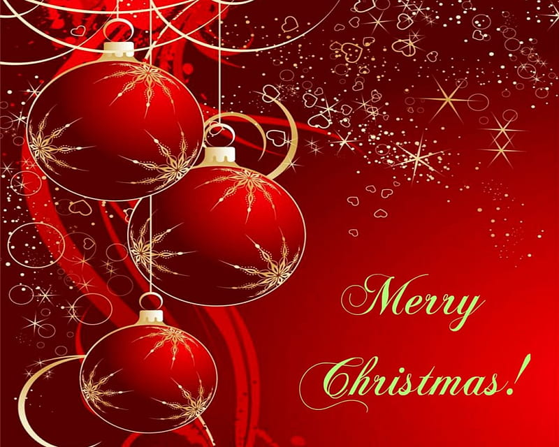 Merry Christmas, Christmas, red, balls, ornament, HD wallpaper | Peakpx