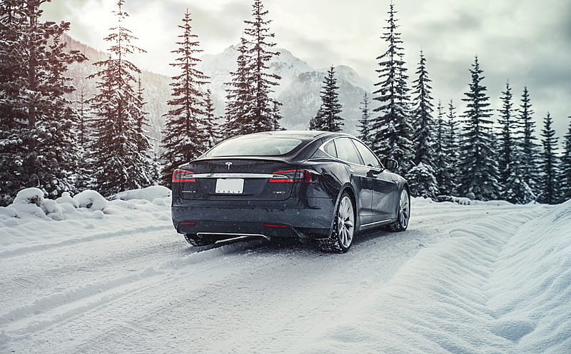 Tesla Model S Electric Car - Mountain Road, Snow Ultra, carros, Tesla, Electric, Travel, Winter, Road, gris, Auto, Models, Driving, Vehicle, sustainableenergy, renewableenergy, greenenergy, electriccar, cleanenergy, ElectricCars, EcoEnergy, HD wallpaper