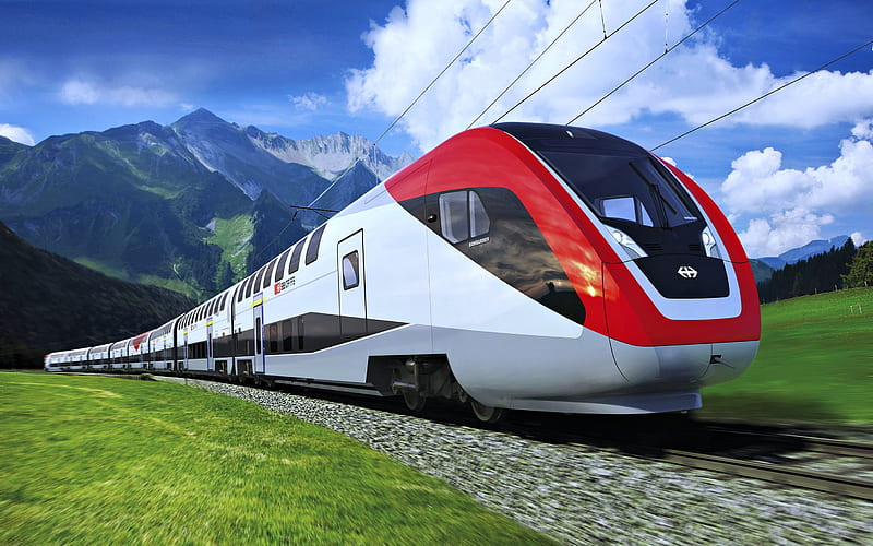 Bombardier FV-Dosto, double-decker train, train travel, train, Bombardier, SBB RABe 502, modern trains, HD wallpaper