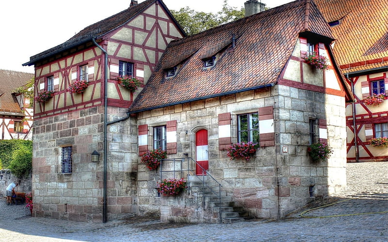 nuremberg, half-timbered house, germany, HD wallpaper