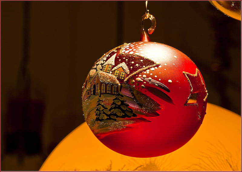 Christmas ball, red, decorated, one, bonito, HD wallpaper | Peakpx