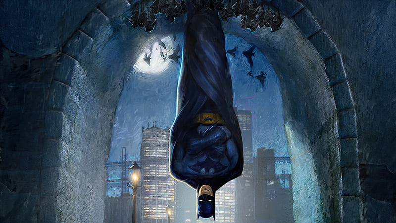 Hanging Batman, batman, superheroes, artist, artwork, digital-art, artstation, HD wallpaper