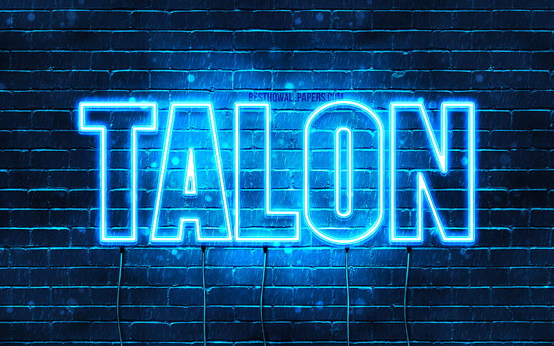 Talon with names, horizontal text, Talon name, Happy Birtay Talon, blue neon lights, with Talon name, HD wallpaper