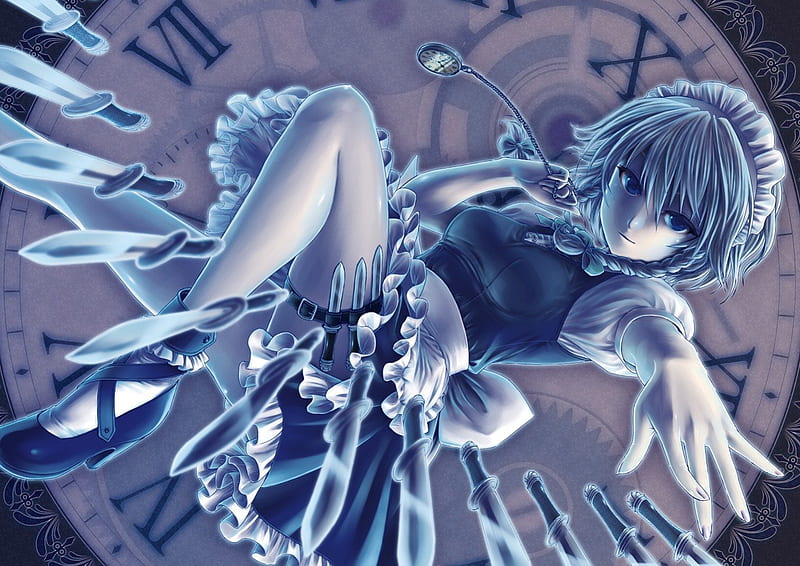 Charaters: Mercenaries: Galbadania Foreign Legion HD-wallpaper-izayoi-sakuya-knife-blade-anime-touhou-hot-anime-girl-weapon-blue-eyes-blue-female-ribbon-clock-sexy-braids-cute-girl-maid