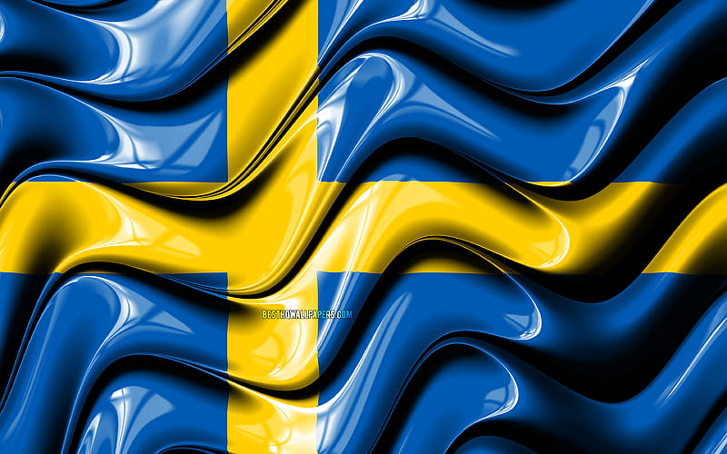 Swedish flag Europe, national symbols, Flag of Sweden, 3D art, Sweden, European countries, Sweden 3D flag, HD wallpaper
