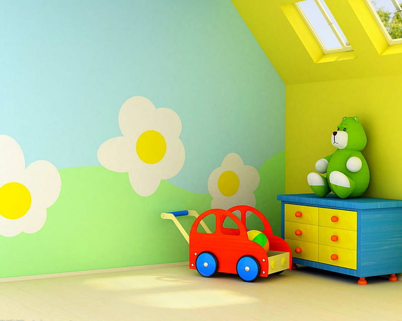 Interior design for kids, cart, room, cabinet, Interior design, HD wallpaper