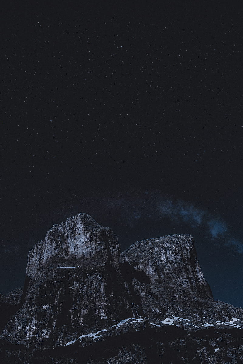 rocks, night, stars, dark, HD phone wallpaper