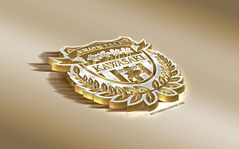 Kawasaki Frontale, Japanese football club, golden silver logo, Kawasaki, japan, J1 League, 3d golden emblem, creative 3d art, football, HD wallpaper