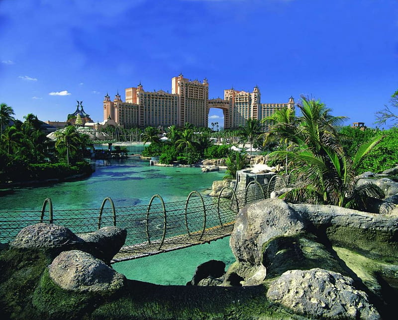 Atlantis , hotel, resort, 5 star, clear, casino, atlantis, water, tropical, HD wallpaper