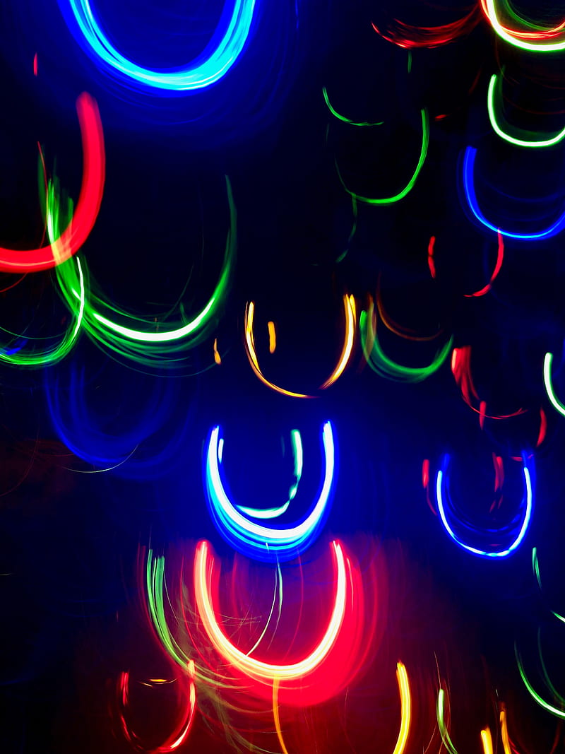 neon, line, lights, colorful, arc, dark, HD phone wallpaper