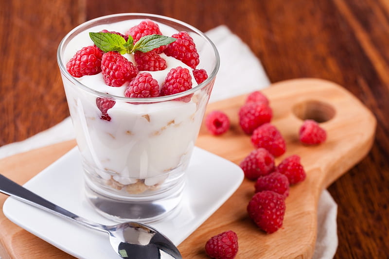 Dessert, yogurt, berry, food, HD wallpaper