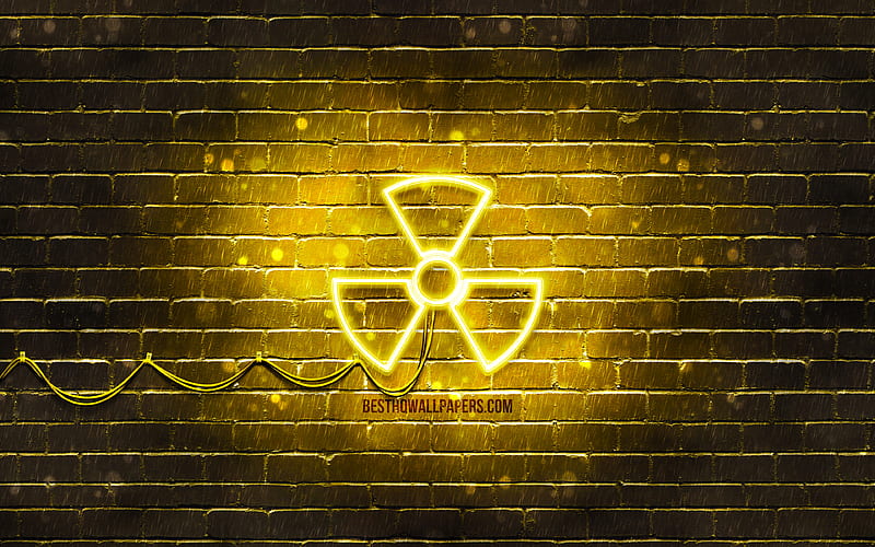 Nuclear Chemical neon icon yellow background, neon symbols, Nuclear Chemical, neon icons, Nuclear Chemical sign, technology signs, Nuclear Chemical icon, technology icons, HD wallpaper