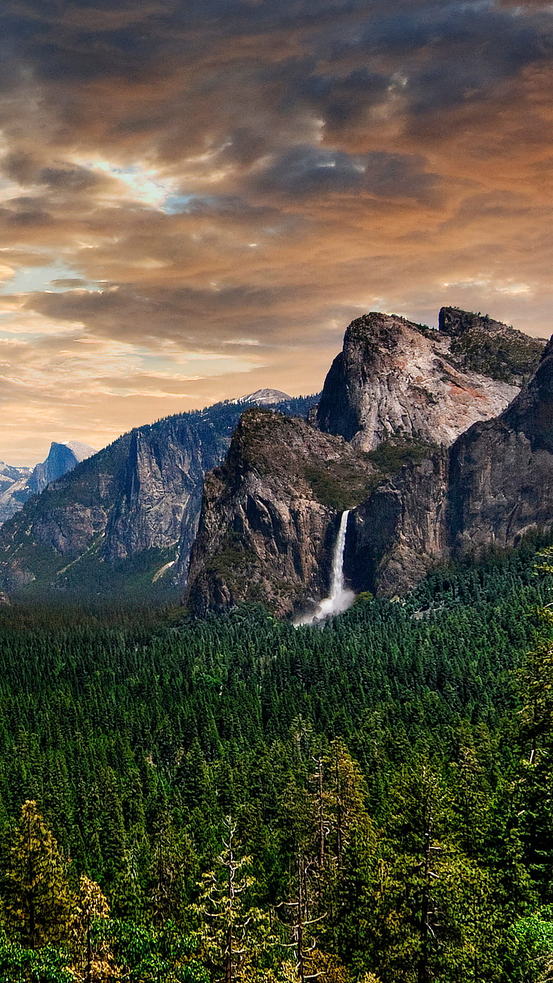 Yosemite National Park , yosemite national park, forest, rock, mountain, waterfall, HD phone wallpaper