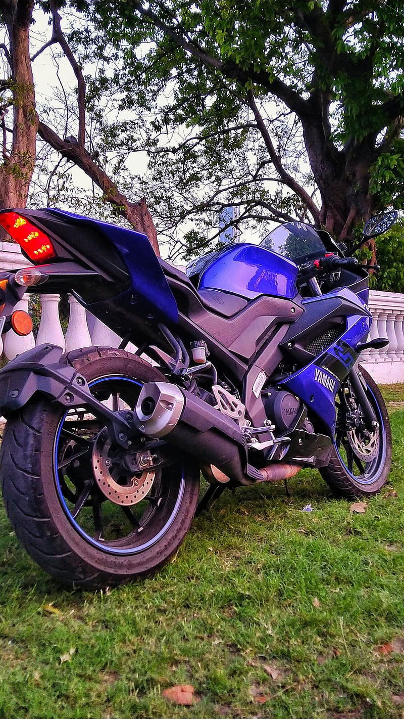 Yamaha R15 v3, blue, motorcycle, r15v3, yamaha r15, HD phone wallpaper