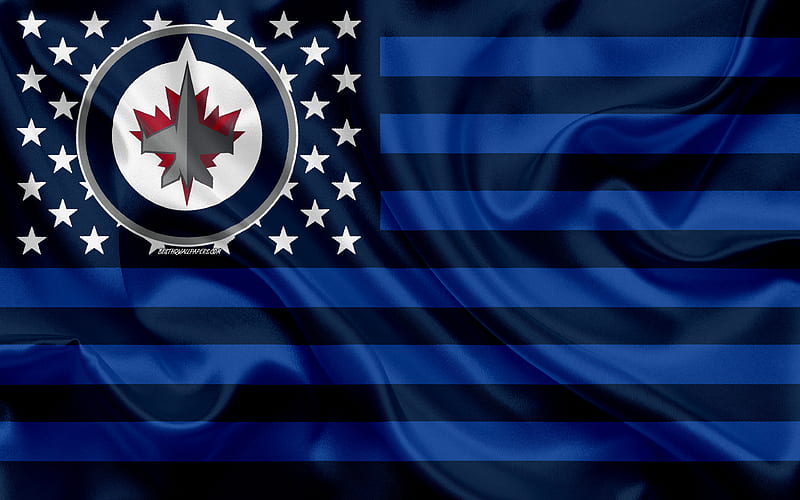 Winnipeg Jets, Canadian hockey club, American creative flag, blue flag, NHL, Winnipeg, Manitoba, Canada, USA, logo, emblem, silk flag, National Hockey League, hockey, HD wallpaper